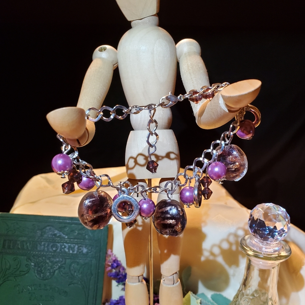 Matching Purple Bauble Charm Bracelets